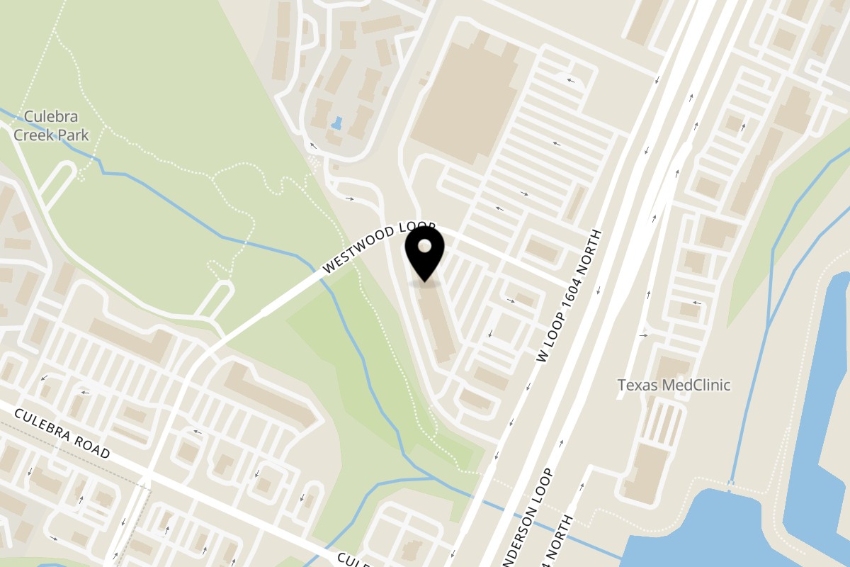 Map showing the location of Thai Lao and Pho on 6511 Texas 1604 Loop in San Antonio